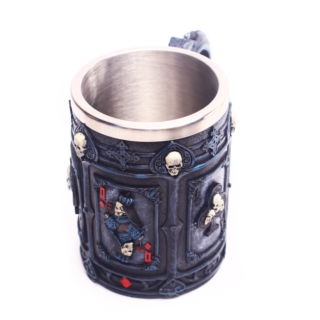 304 Oz Stainless Steel Mug Halloween Poker Skull Resin Mug Big Water Glass Medieval Beer Mug