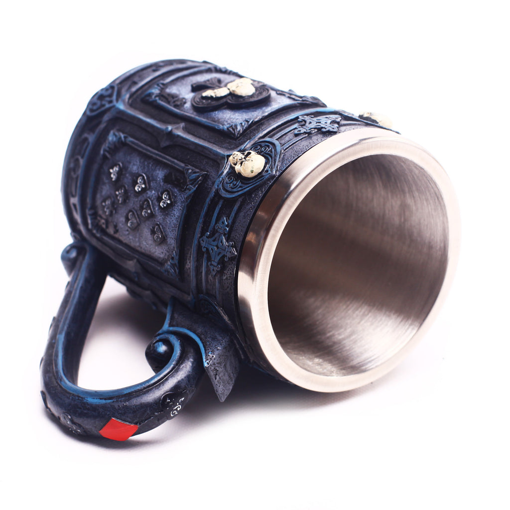 304 Oz Stainless Steel Mug Halloween Poker Skull Resin Mug Big Water Glass Medieval Beer Mug