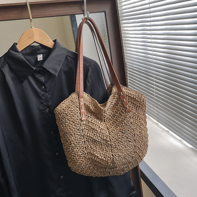 Straw Bag Holiday Shoulder Bag Fashion Woven Tote Bag