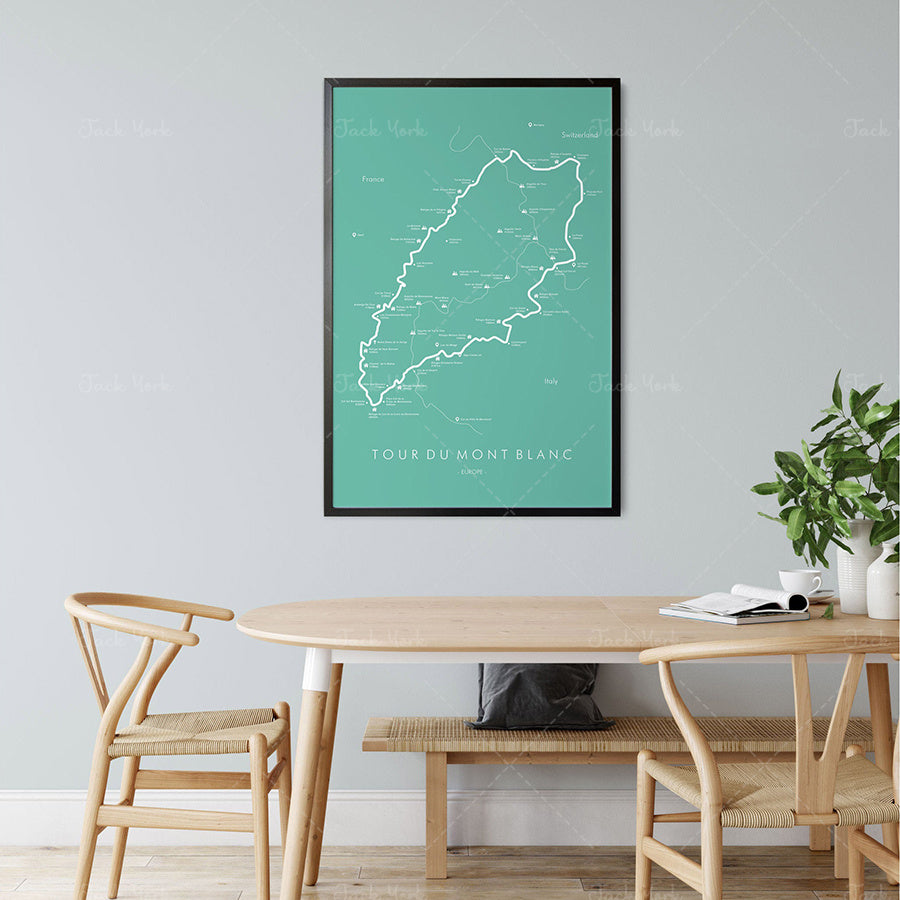 Hiking Route Map Poster Canvas Painting