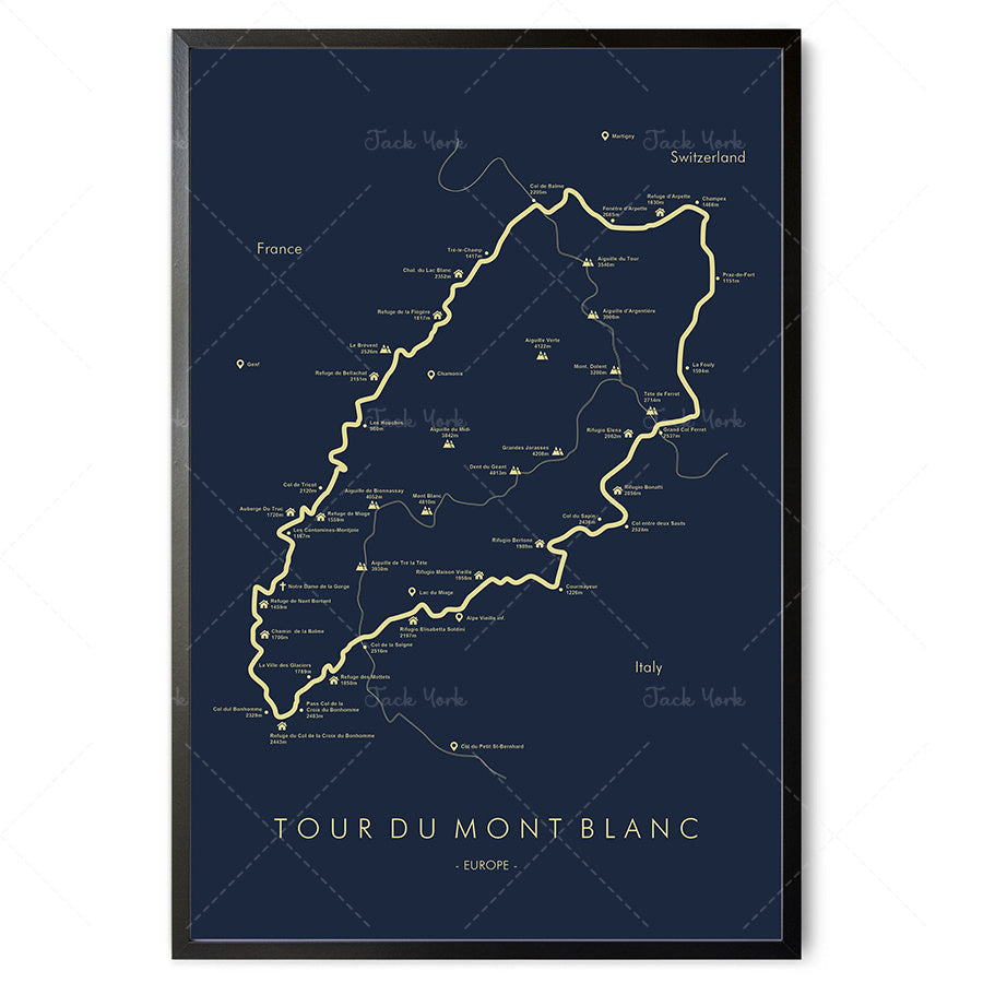 Hiking Route Map Poster Canvas Painting