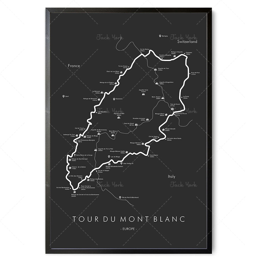 Hiking Route Map Poster Canvas Painting